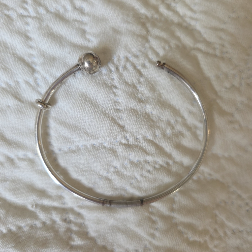 Sterling Silver Open Bangle Bracelet - Silver